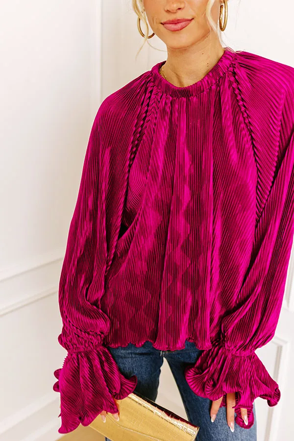 Found Your Love Pleated Top In Berry sold by Impressions product image thumbnail 3