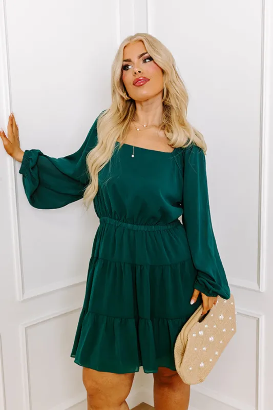 Haute Harmony Mini Dress In Hunter Green Curves sold by Impressions