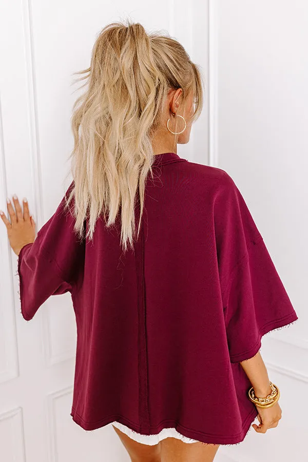 It's a Touch Down Sequin Oversized Tee in Maroon sold by Impressions product image thumbnail 5