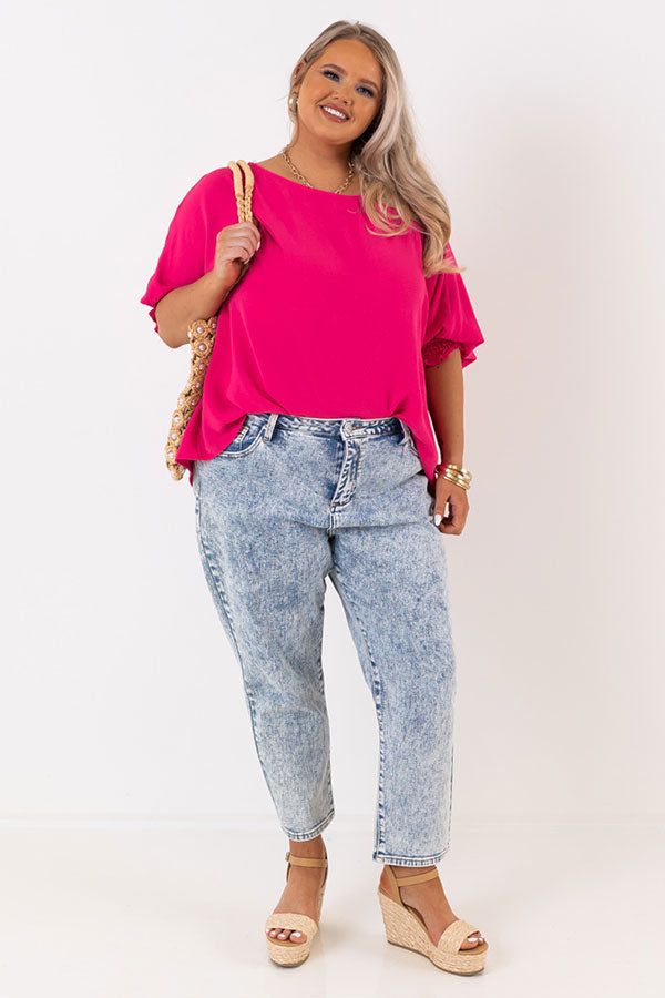 Appreciate You Shift Top In Hot Pink Curves sold by Impressions