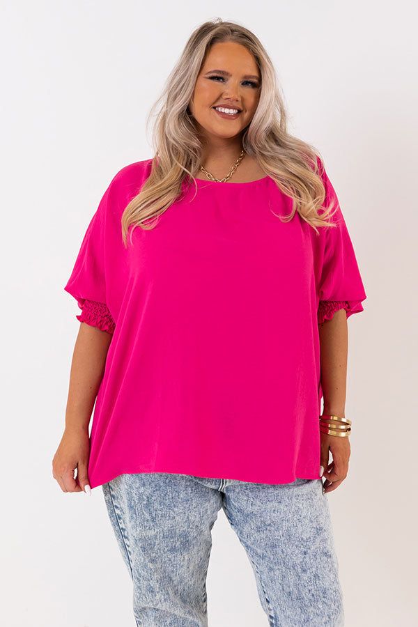 Appreciate You Shift Top In Hot Pink Curves sold by Impressions product image thumbnail 5