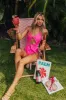 Beach Retreat Front Tie One Piece Swimsuit in Neon Pink sold by Impressions