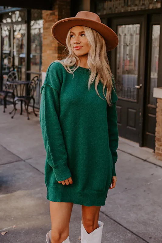 Cafe Cuddles Sweater Dress in Hunter Green sold by Impressions