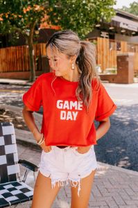Game Day Embroidered Crop Top sold by Impressions