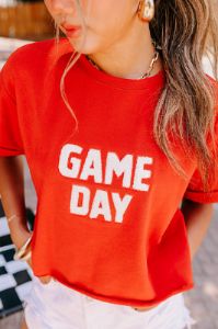 Game Day Embroidered Crop Top sold by Impressions
