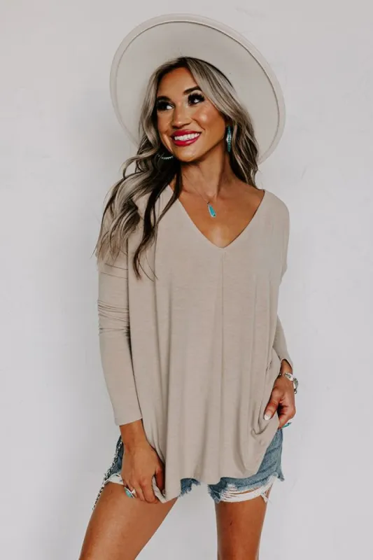 Closer To Home Shift Top in Taupe sold by Impressions