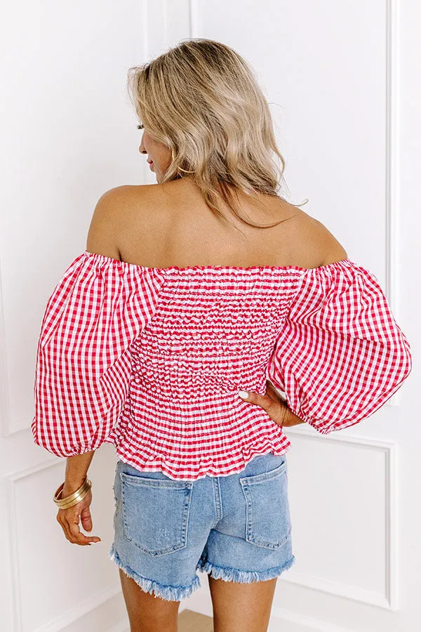 Summer Rhythm Gingham Top In Red sold by Impressions product image thumbnail 4