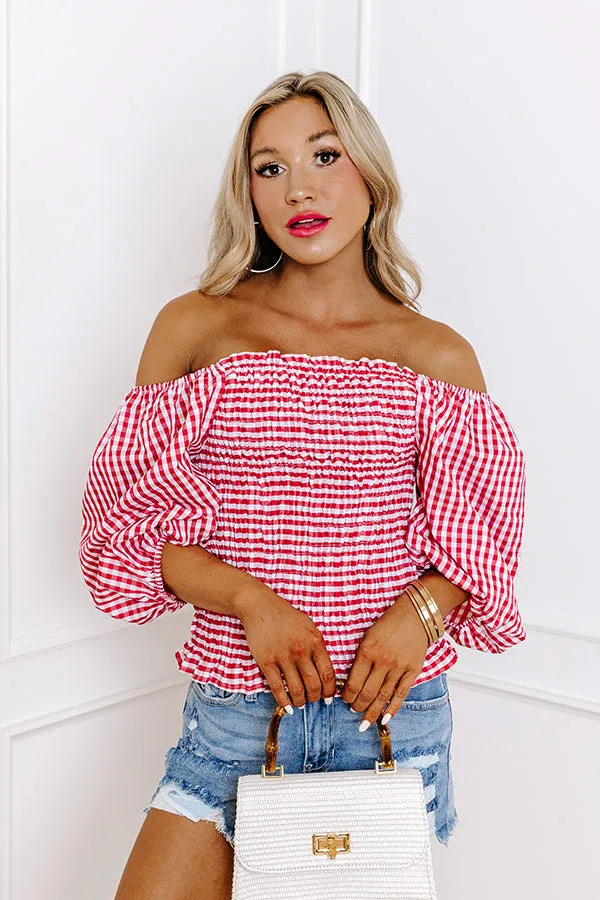 Summer Rhythm Gingham Top In Red sold by Impressions