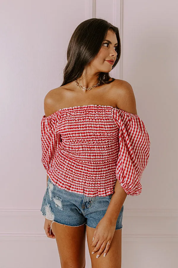 Summer Rhythm Gingham Top In Red sold by Impressions product image thumbnail 5