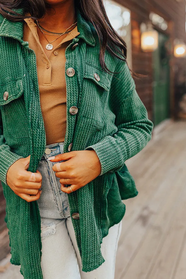 Denver Days Waffle Knit Button Up In Green sold by Impressions product image thumbnail 5