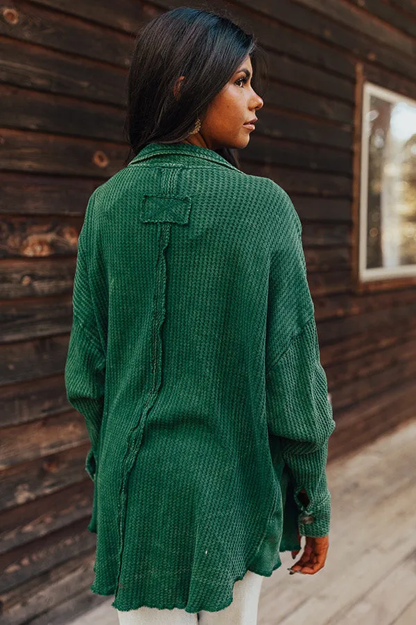Denver Days Waffle Knit Button Up In Green sold by Impressions product image thumbnail 2