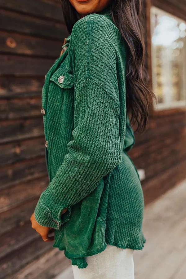 Denver Days Waffle Knit Button Up In Green sold by Impressions product image thumbnail 3