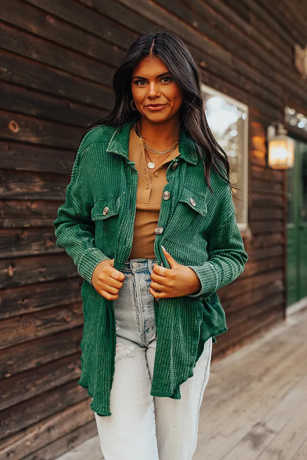 Denver Days Waffle Knit Button Up In Green sold by Impressions product image thumbnail 4