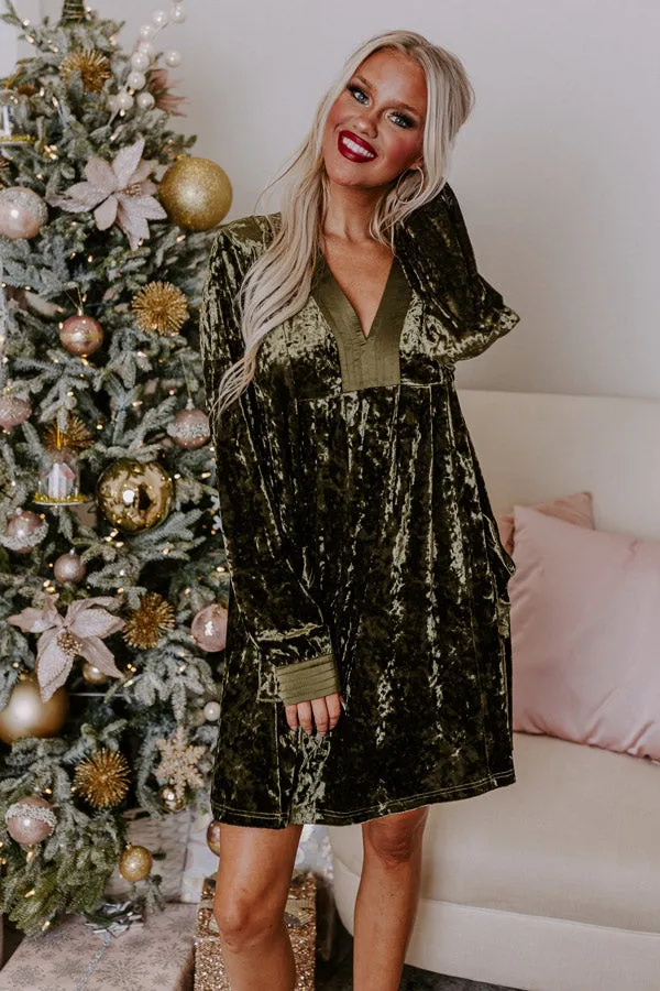 Midnight Kiss Velvet Mini Dress In Army Green sold by Impressions product image thumbnail 4