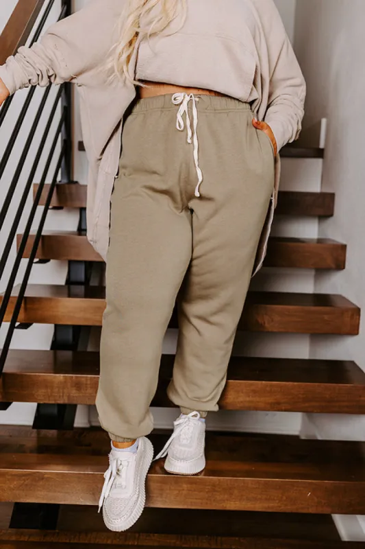 Down Time Joggers In Light Sage Curves sold by Impressions