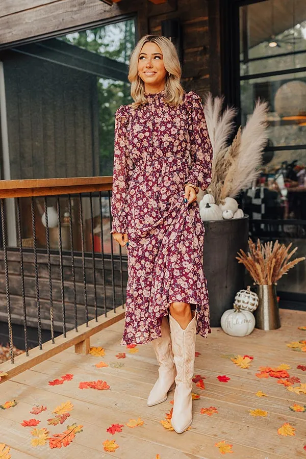 Sangria Toast Floral Midi In Purple sold by Impressions