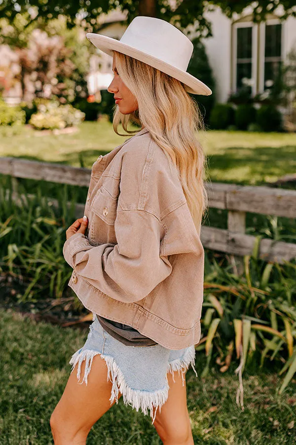 Fact Or Fiction Denim Jacket In Warm Taupe sold by Impressions product image thumbnail 3