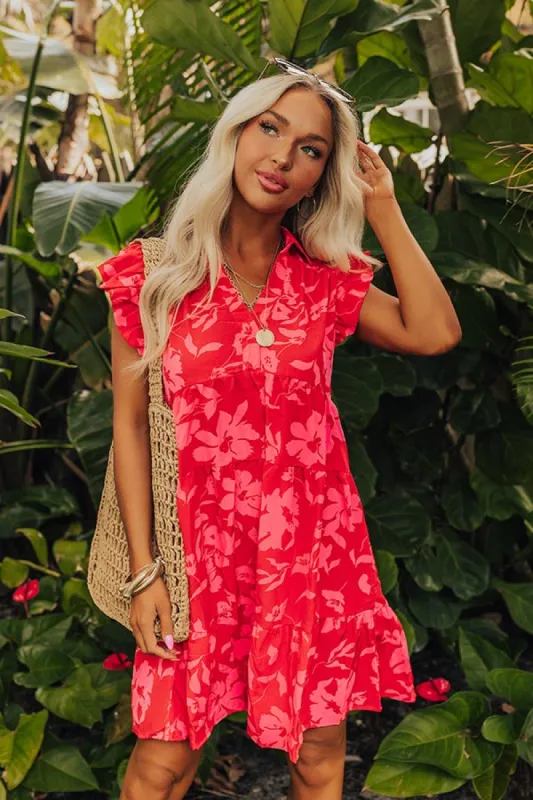 Cabana Date Floral Dress In Red sold by Impressions