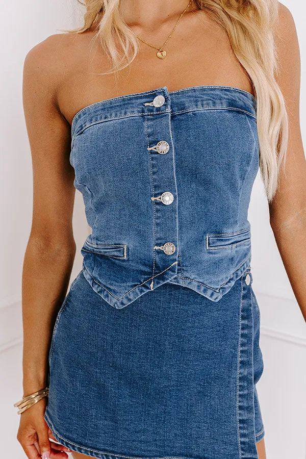 Uptown Happy Hour Denim Crop Top sold by Impressions product image thumbnail 3