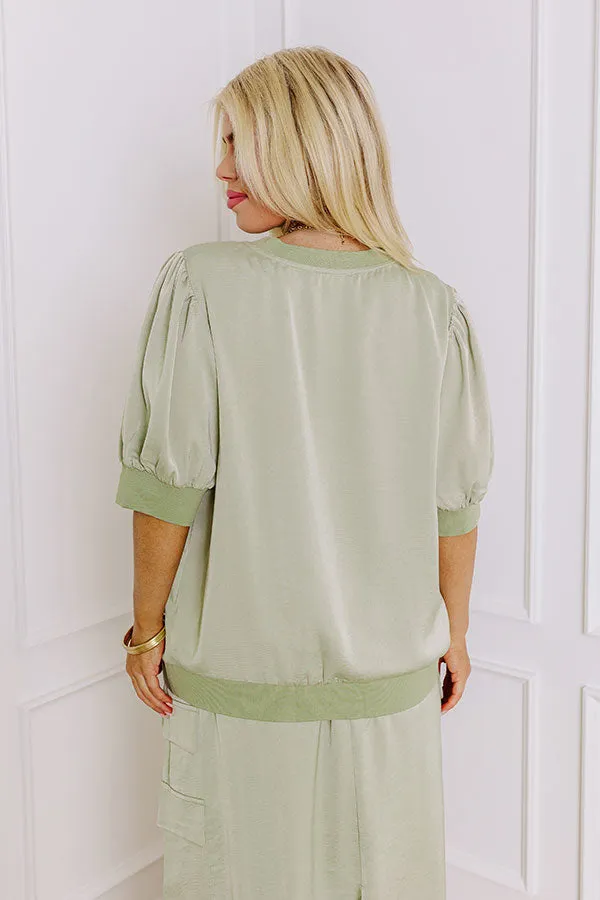 Central Park Stroll Shift Top in Sage Curves sold by Impressions product image thumbnail 4