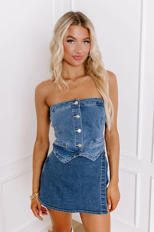 Uptown Happy Hour Denim Crop Top sold by Impressions product image thumbnail 4