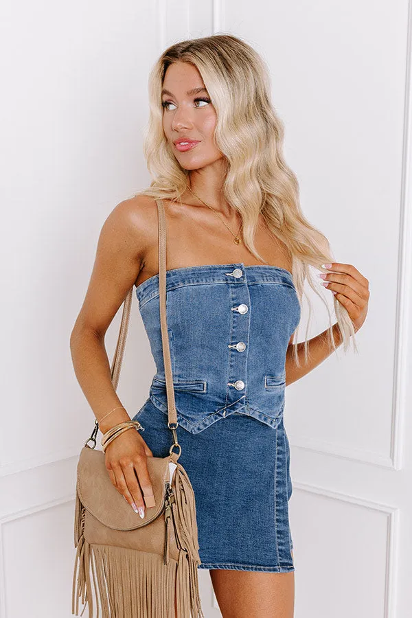 Uptown Happy Hour Denim Crop Top sold by Impressions product image thumbnail 2
