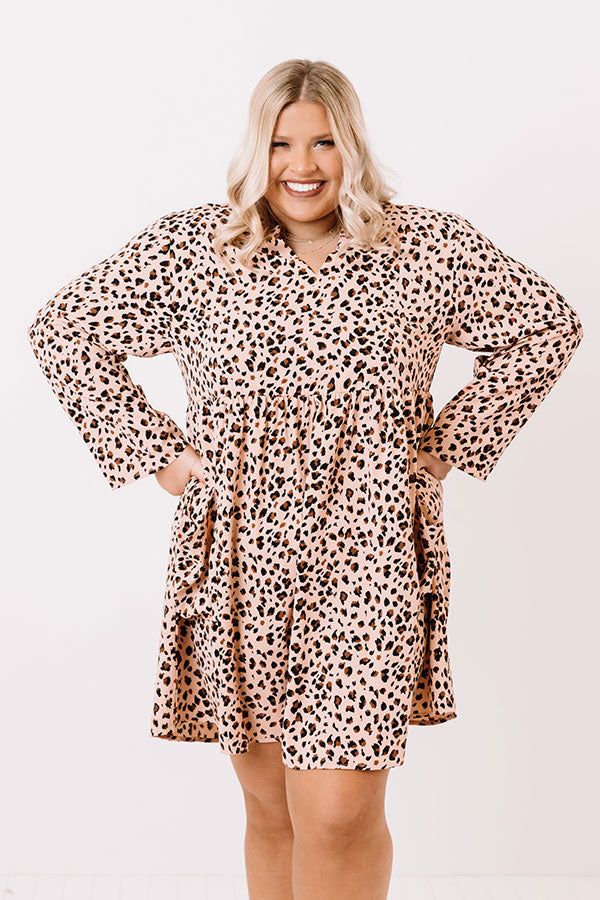 Lovely In Leopard Shift Dress In Peach Curves sold by Impressions product image thumbnail 3