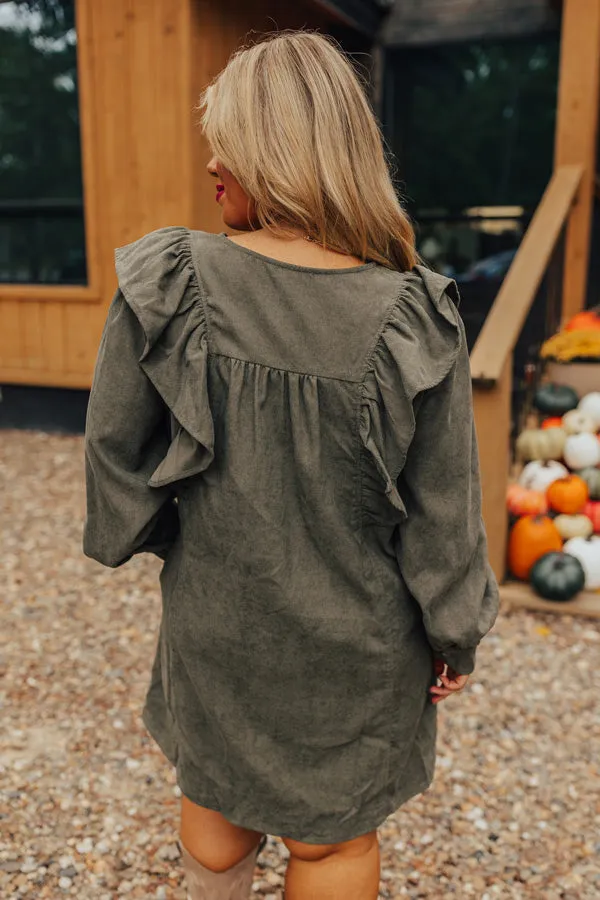 Boston Chill Corduroy Dress in Olive Curves sold by Impressions product image thumbnail 5