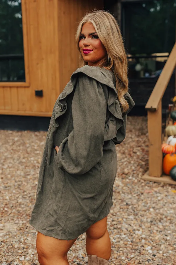 Boston Chill Corduroy Dress in Olive Curves sold by Impressions product image thumbnail 4