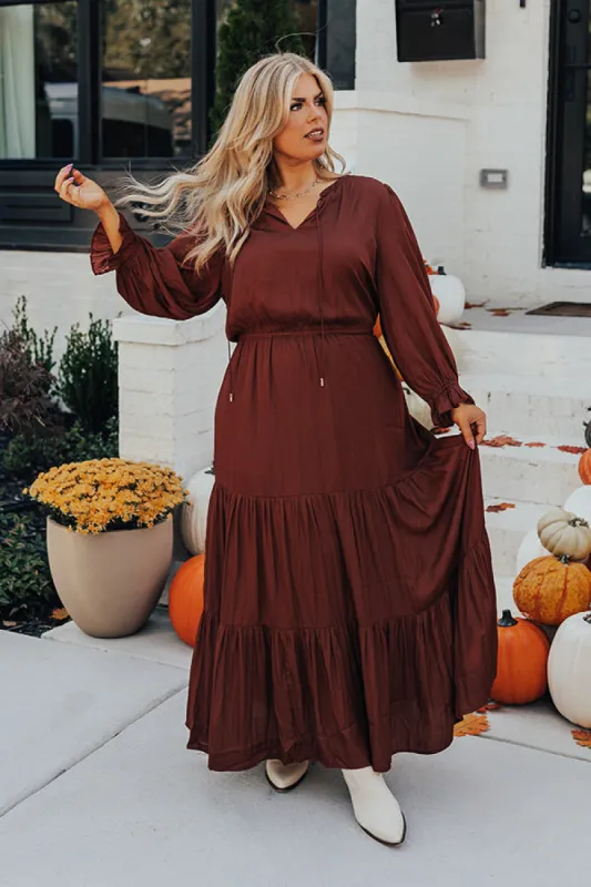 Touring Rome Maxi Dress Curves in Dark Rust sold by Impressions