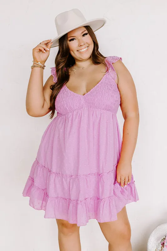 Adventure Seeker Smocked Mini Dress In Lavender Curves sold by Impressions