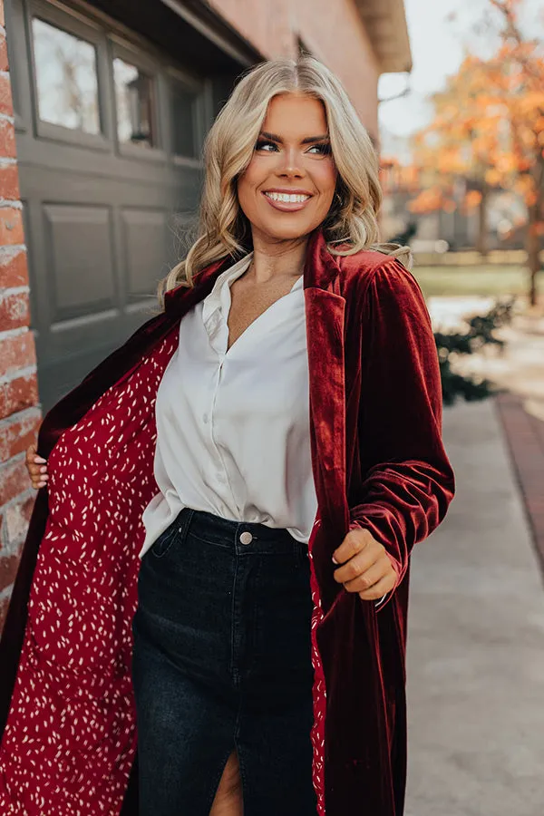 Romance Awaits Velvet Coat in Rust Curves sold by Impressions product image thumbnail 4