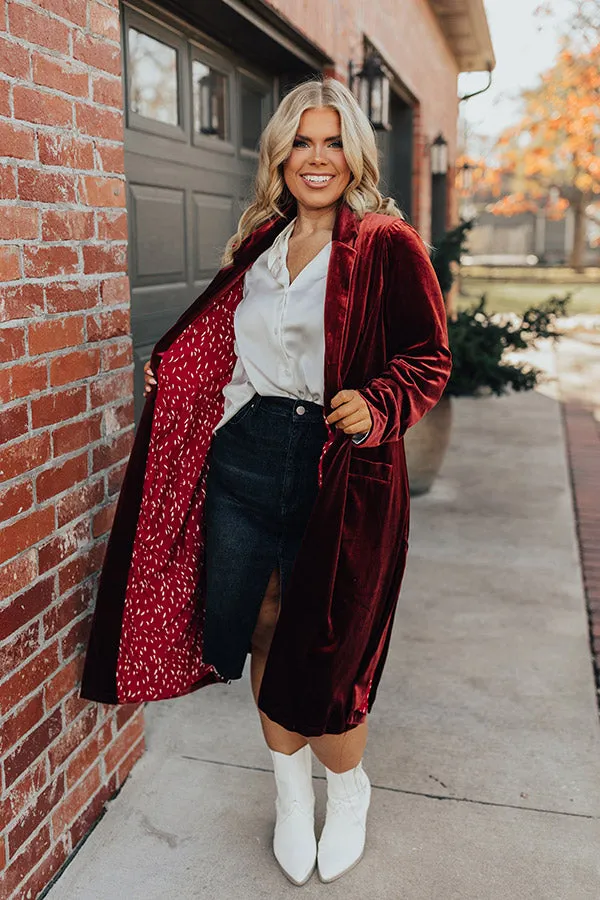 Romance Awaits Velvet Coat in Rust Curves sold by Impressions product image thumbnail 3