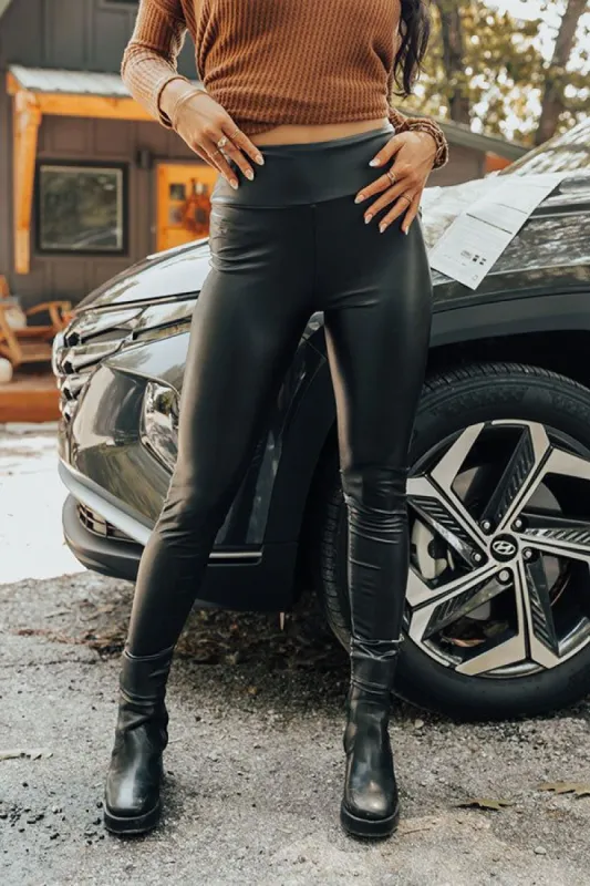 The Jora Faux Leather High Waist Legging In Black sold by Impressions