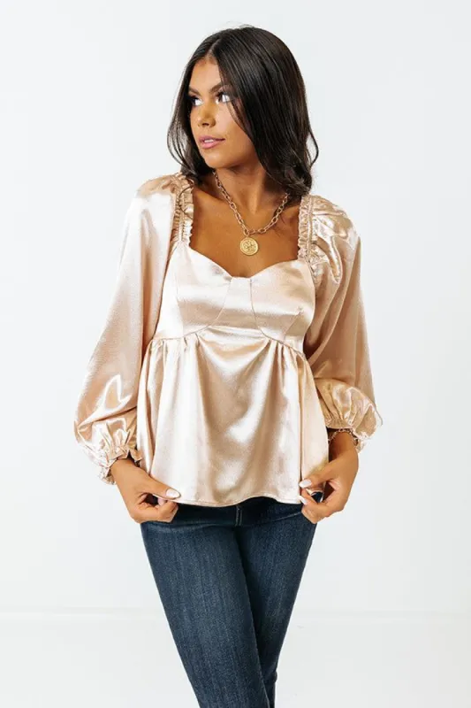 Genuine Reaction Babydoll Top In Champagne sold by Impressions