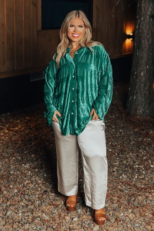 Amazing Views Velvet Top in Emerald Curves sold by Impressions