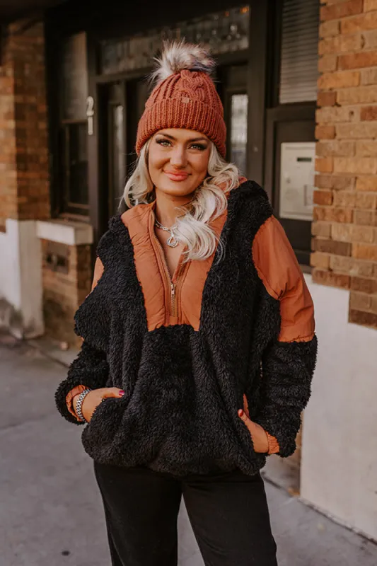 Bonfire Nights Sherpa Pullover in Black sold by Impressions