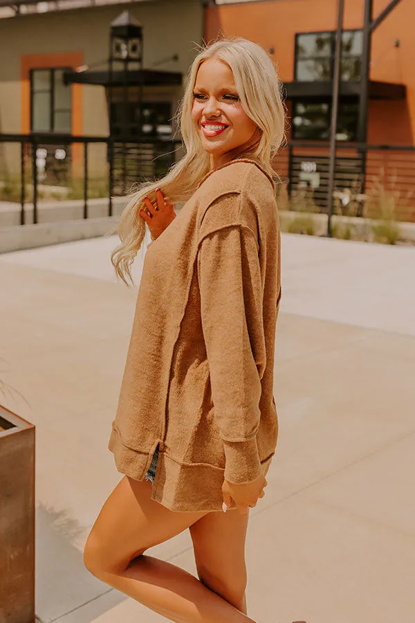 Cue The Cozy Oversized Sweater in Dark Camel sold by Impressions product image thumbnail 3