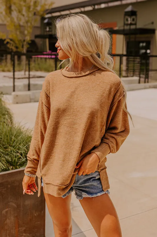 Cue The Cozy Oversized Sweater in Dark Camel sold by Impressions