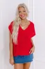 Sunny Smiles Knit Top in Red sold by Impressions
