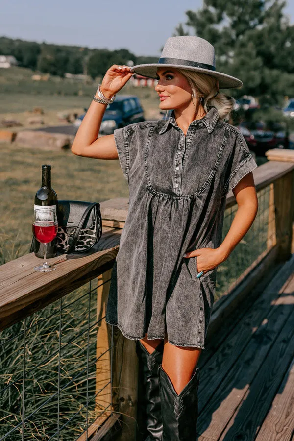 Autumn Treasure Denim Mini Dress In Vintage Black sold by Impressions product image thumbnail 3