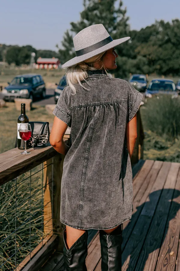 Autumn Treasure Denim Mini Dress In Vintage Black sold by Impressions product image thumbnail 4