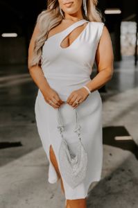 Absolutely Elegant One Shoulder Midi Curves sold by Impressions
