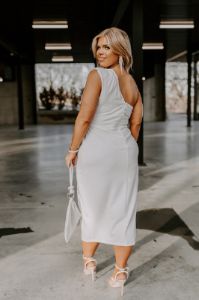 Absolutely Elegant One Shoulder Midi Curves sold by Impressions