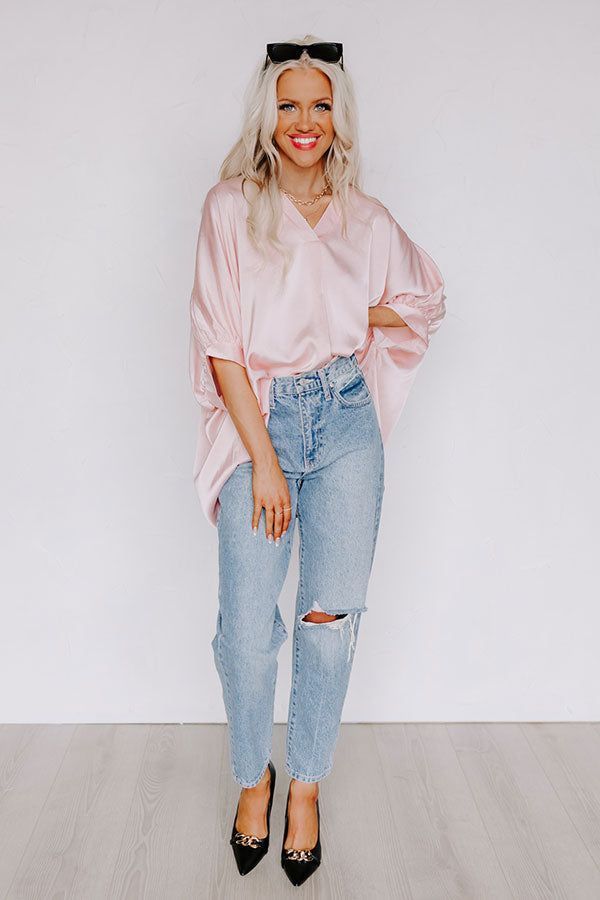 Everyday Dreams Satin Shift Top in Light Pink sold by Impressions product image thumbnail 5