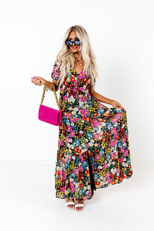 Only Sunshine Floral Maxi In Black sold by Impressions