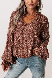 The Winette Floral Top in Rust sold by Impressions