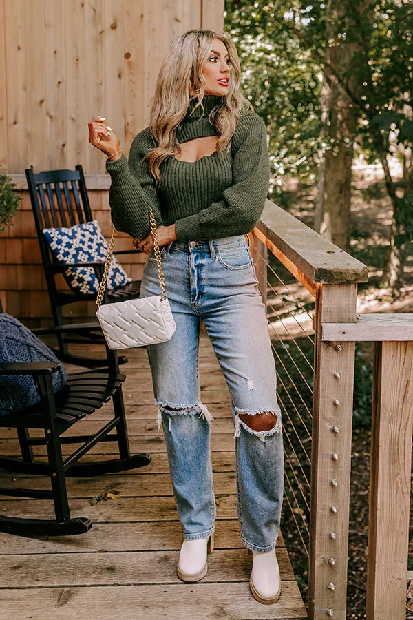 Cozy Paradise Cut Out Sweater In Olive sold by Impressions product image thumbnail 2