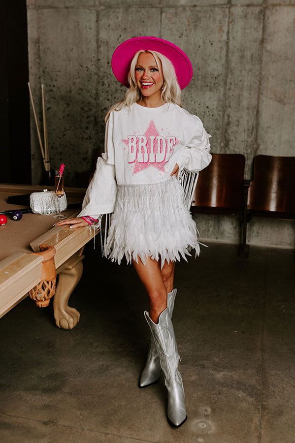 Bride Rhinestone Tassel Top in White sold by Impressions