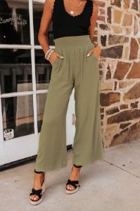 Urban Wonders High Waist Pants In Sage sold by Impressions